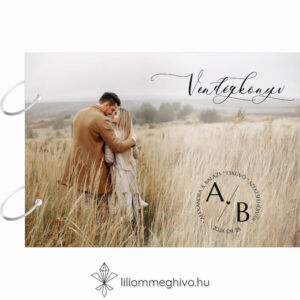 Kalligráfia esküvői vendégkönyv borító oldal fényképpel