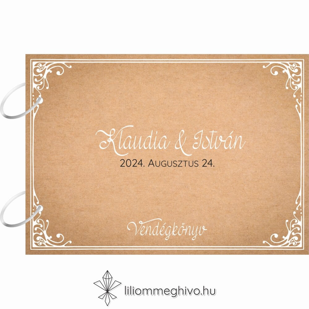 Papirusz esküvői vendégkönyv borító oldal vintage hangulat