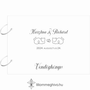 Sziámi esküvői vendégkönyv borító oldal stilizált cicákkal