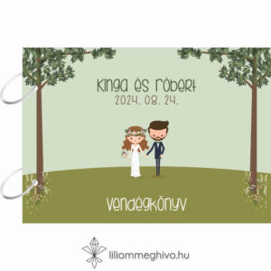 Tisztás esküvői vendégkönyv borító oldal rajzolt hangulat