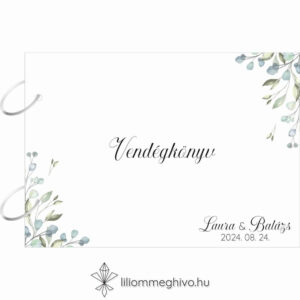 Zöldike esküvői vendégkönyv greenery hangulat zöld virágokkal