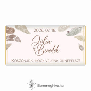 Indián esküvői csoki köszönőajándék pasztell színű tollakkal