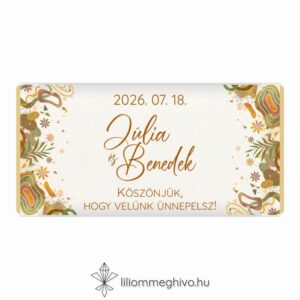 Őszi kavalkád esküvői csoki köszönetajándék pasztell színek levelek