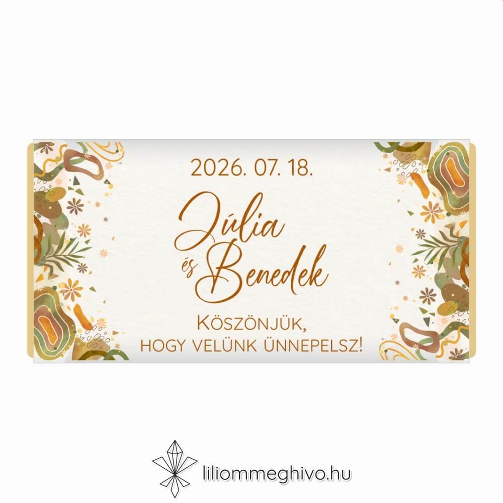 Őszi kavalkád esküvői csoki köszönetajándék pasztell színek levelek