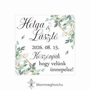 Kőris esküvői köszönőajándék hűtőmágnes zöld színek greenery hangulat