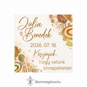 Őszi kavalkád esküvői hűtőmágnes pasztell színek levelek