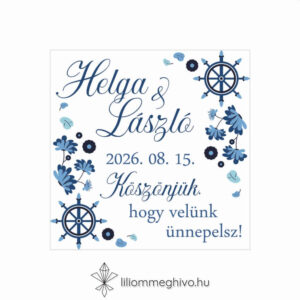 Vízivilág esküvői hűtőmágnes kék színek vizes grafikák