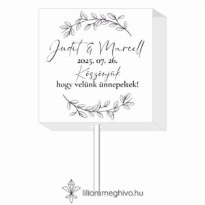 Szignó esküvői nyalóka köszönőajándék modern fekete-fehér stílus