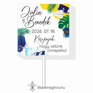 Világjáró esküvői nyalóka vendégajándék élénk színek utazásos grafikák