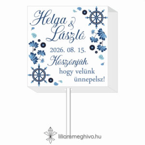 Vízivilág esküvői nyalóka köszönőajándék kék színek vizes grafikák