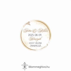 Aranypor esküvői matrica elegáns arany színű csillogás kör alak