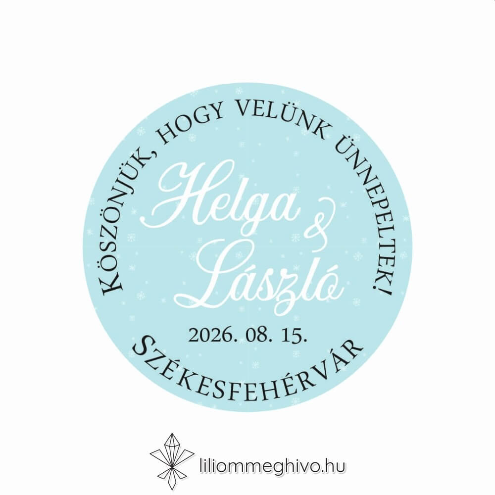 Hütte esküvői matrica pasztell színek síelős hangulat kör alak