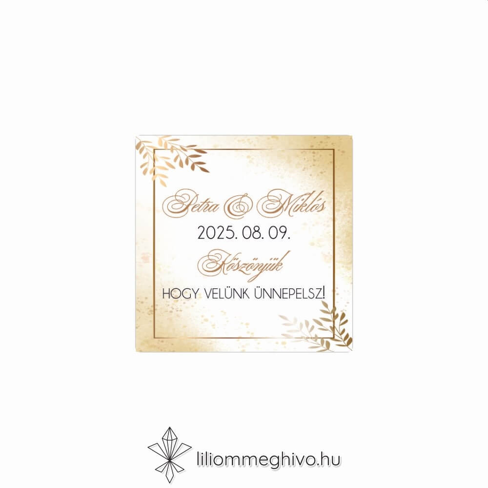eskuvoi-matrica-negyzet-aranypor-liliommeghivo Aranypor esküvői matrica elegáns arany színű csillogás négyzet alak