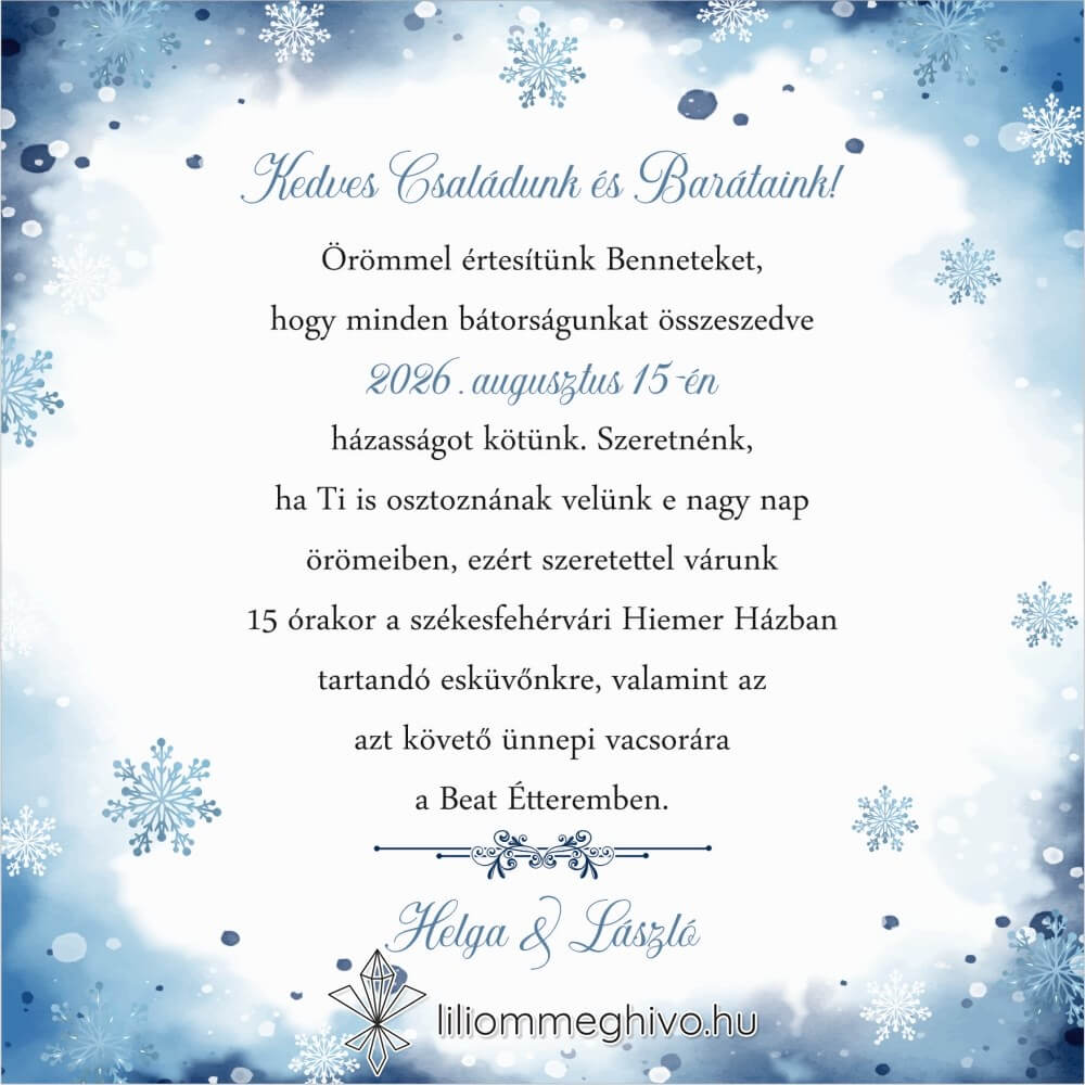 eskuvoi-meghivo-negyzetes-jegvarazs-liliommeghivo Jégvarázs esküvői meghívó festett kék háttér szikrázó jégkristályok négyzetes változat
