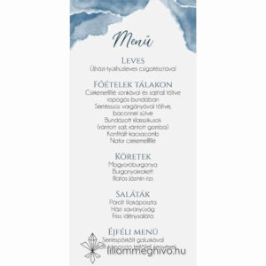 Fellegek esküvői menükártya festett stílus egyoldalas változat