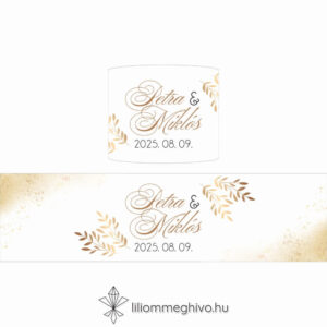 Aranypor esküvői szalvétagyűrű elegáns arany színű csillogás