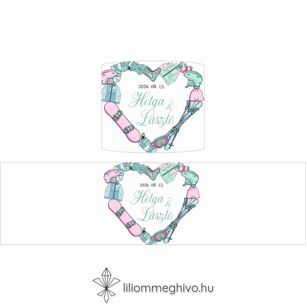 Hütte esküvői szalvétagyűrű pasztell színek síelős hangulat