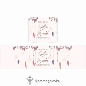 Indián esküvői szalvétagyűrű pasztell színű tollakkal