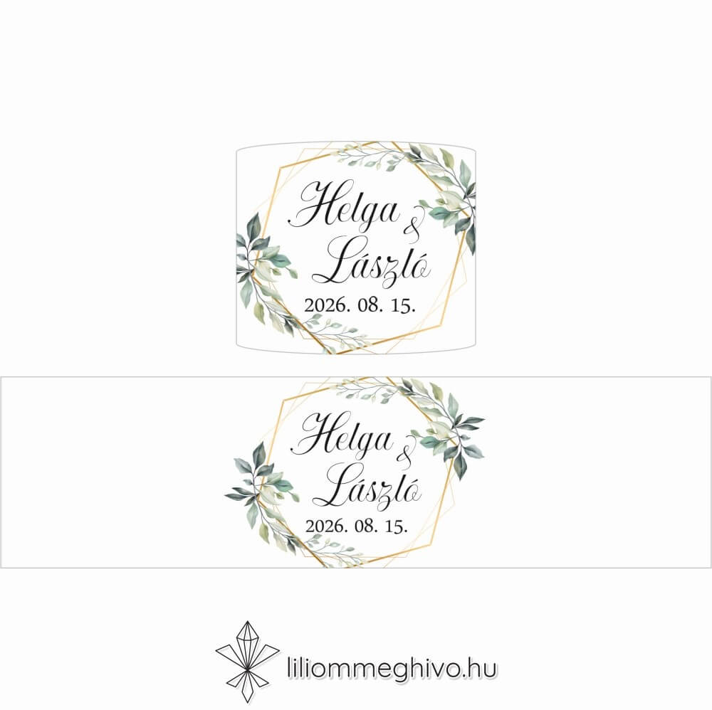 Kőris esküvői szalvétagyűrű zöld színek greenery hangulat