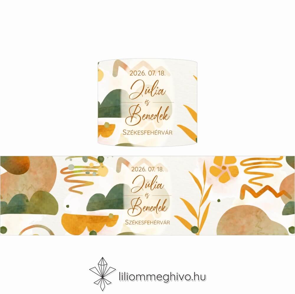 Őszi kavalkád esküvői szalvétagyűrű pasztell színek levelek