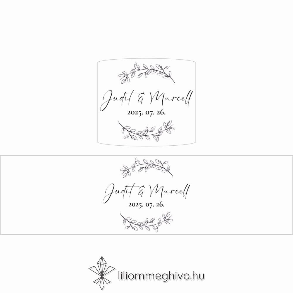 Szignó esküvői szalvétagyűrű modern fekete-fehér stílus