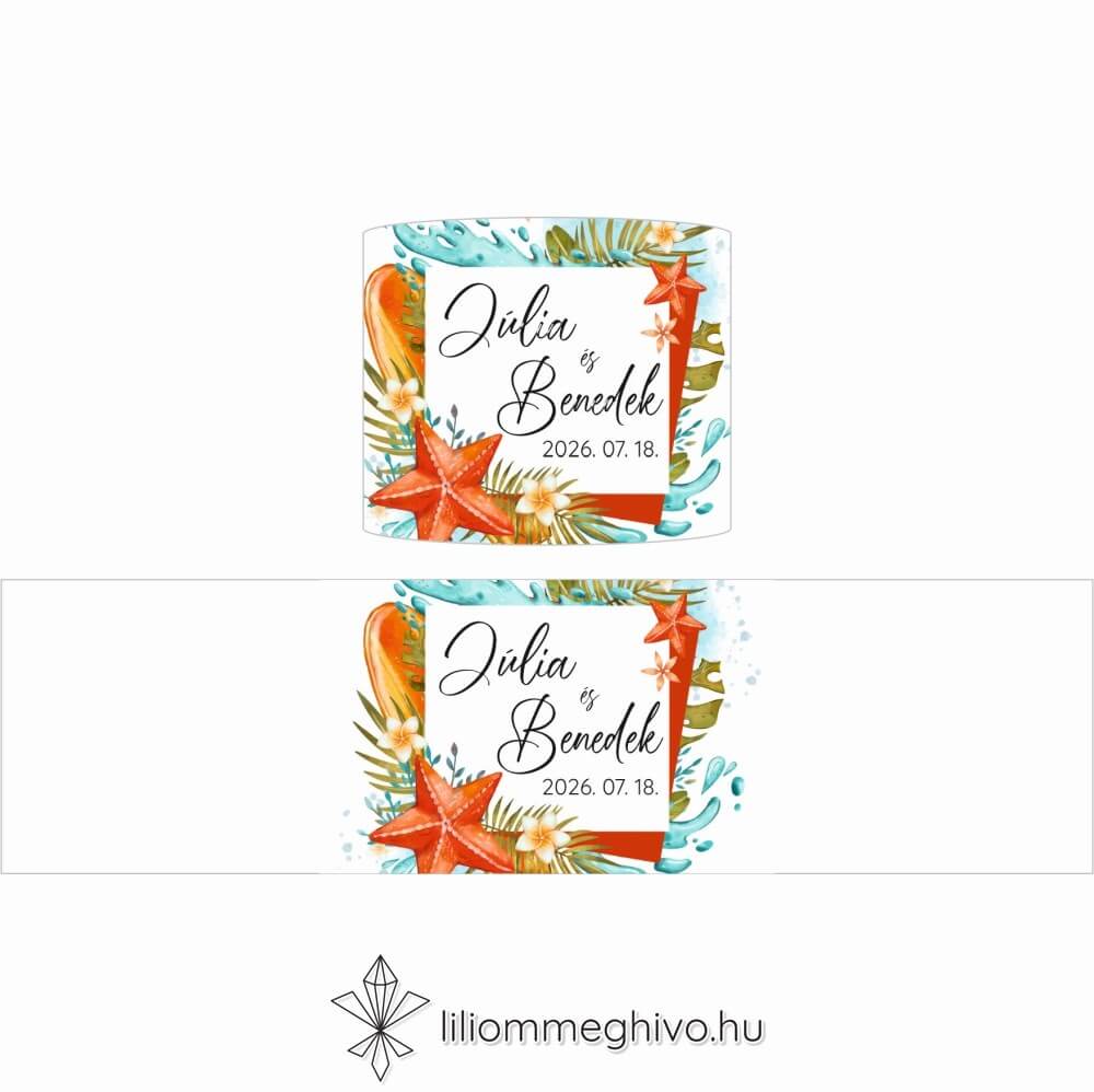 Tunézia esküvői szalvétagyűrű tengerparti rajzokkal