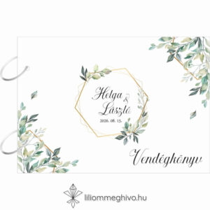 Kőris esküvői vendégkönyv zöld színek greenery hangulat
