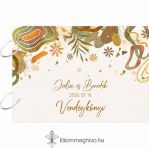 Őszi kavalkád esküvői vendégkönyv pasztell színek levelek