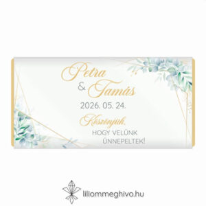 Eukaliptusz csokoládé köszönetajándék arany és greenery grafikával