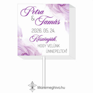 Lila köd esküvői nyalóka köszönetajándék lila vízfesték grafikával