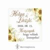 Napraforgó csokor esküvői matrica sárga virágos grafikával, négyzet alakú