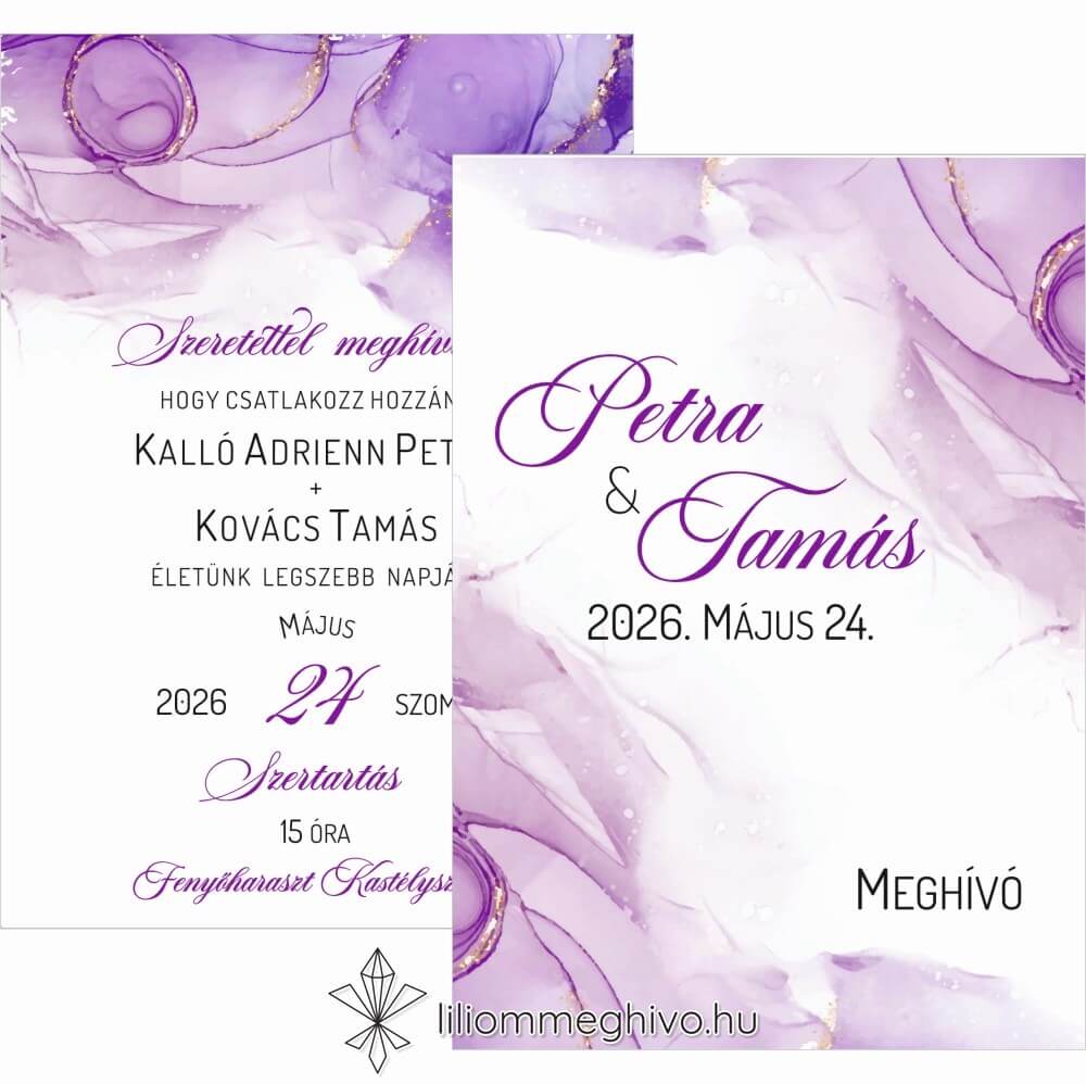 eskuvoi-meghivo-ketoldalas-lilakod-liliommeghivo Lila köd esküvői meghívó lila vízfesték grafikával, kétoldalas