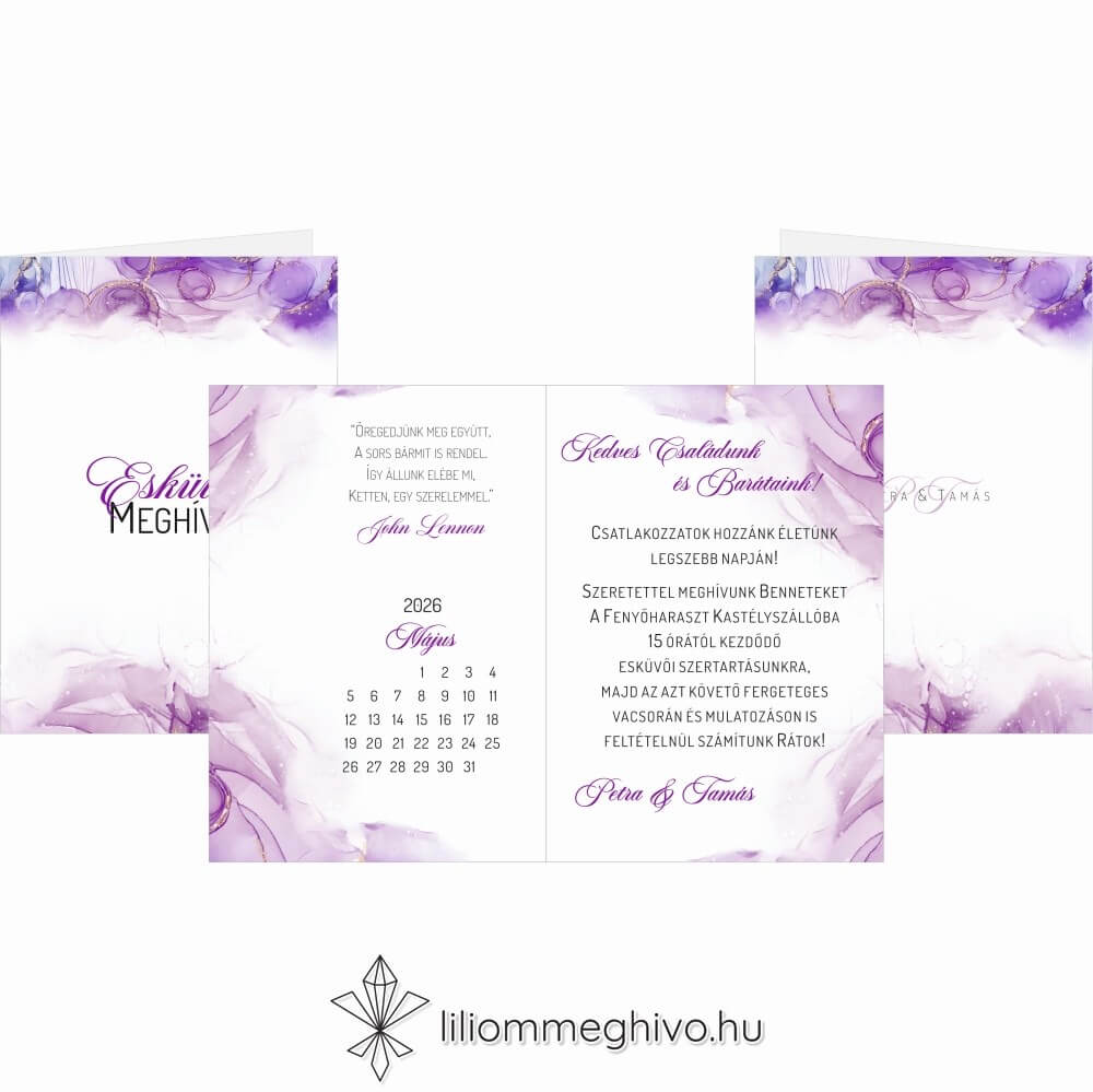 eskuvoi-meghivo-negyoldalas-lilakod-liliommeghivo Lila köd esküvői meghívó lila vízfesték grafikával, négyoldalas
