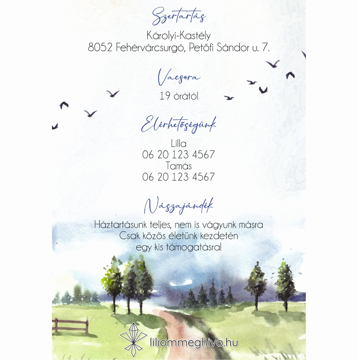 Kéktúra esküvői infókártya festett papíron turista pecsétre emlékeztető nyomat