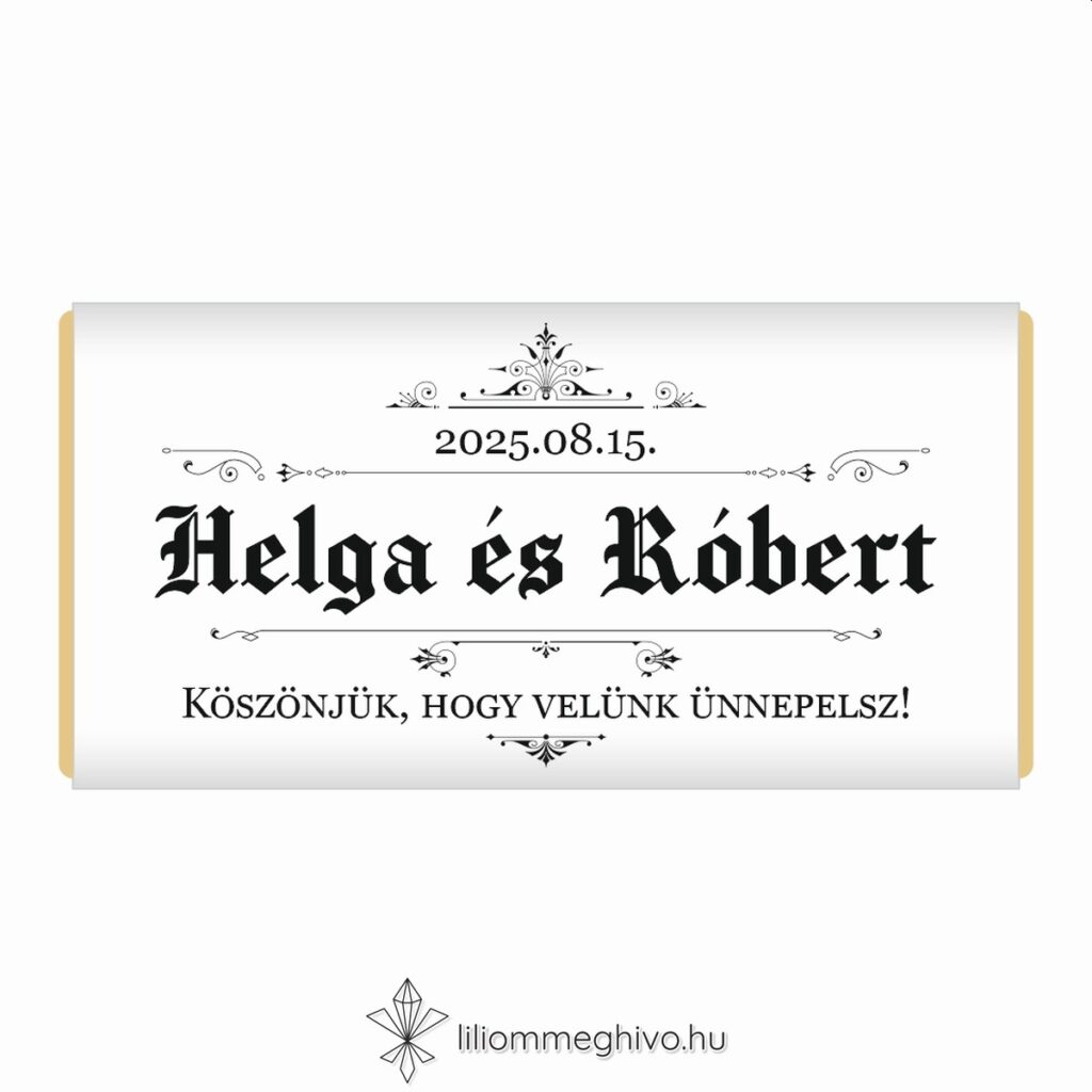 Hírmondó esküvői csokoládék köszönetajándék újság címlapra emlékeztető mintával