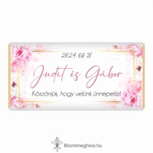 Tükör esküvői csokoládék köszönetajándék rózsaszín virágos kerettel