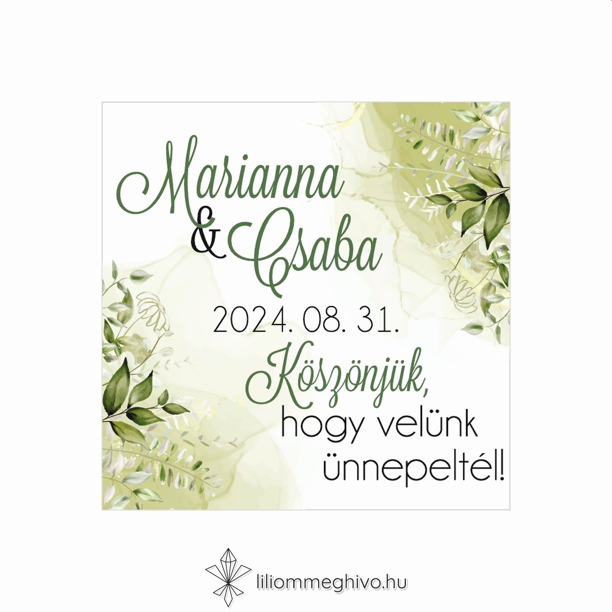 eskuvoi-koszonetajandek-hutomagnes-mezo-liliommeghivo Mező esküvői hűtőmágnes köszönetajándék festett zöld virágokkal