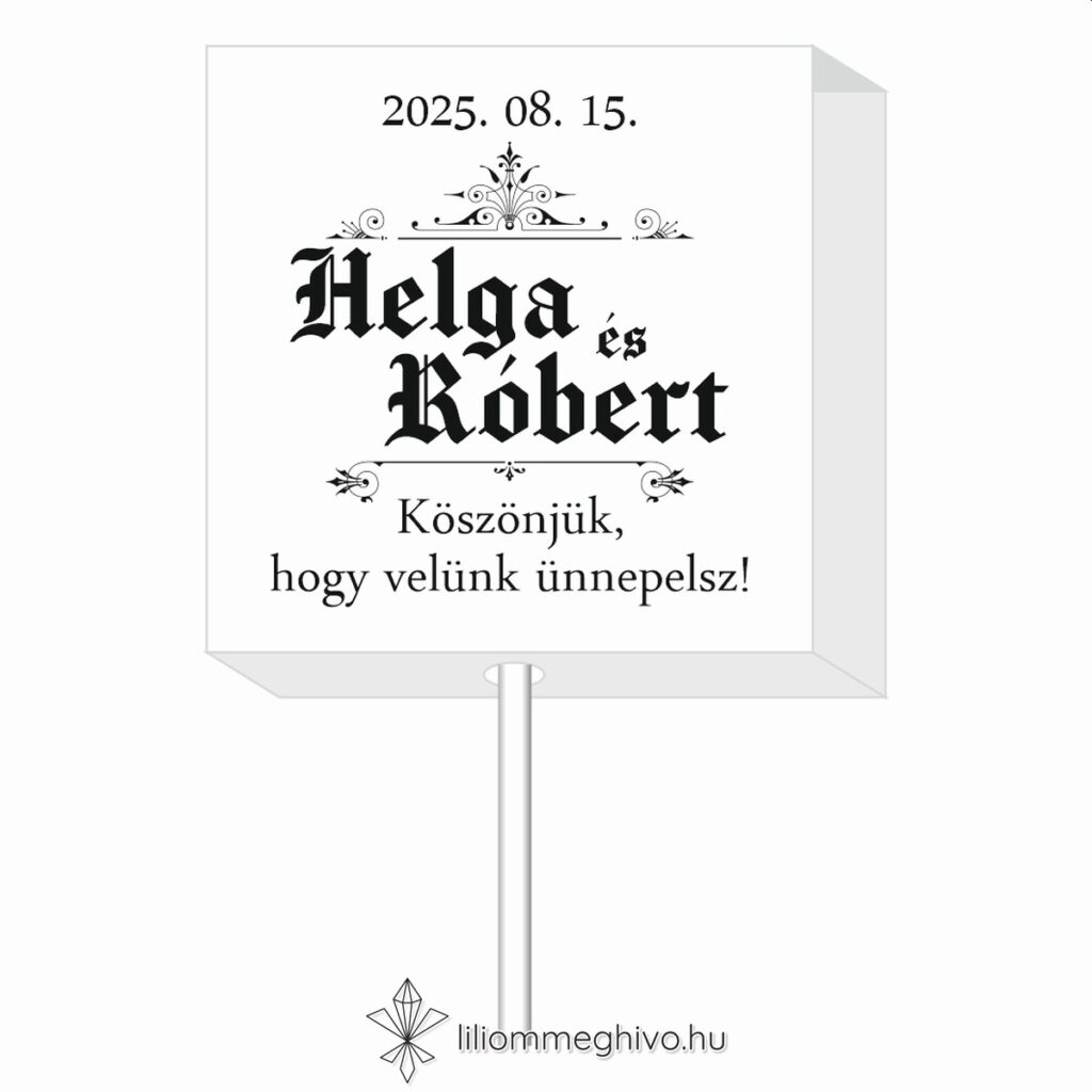 Hírmondó esküvői nyalóka köszönetajándék újság címlapra emlékeztető mintával