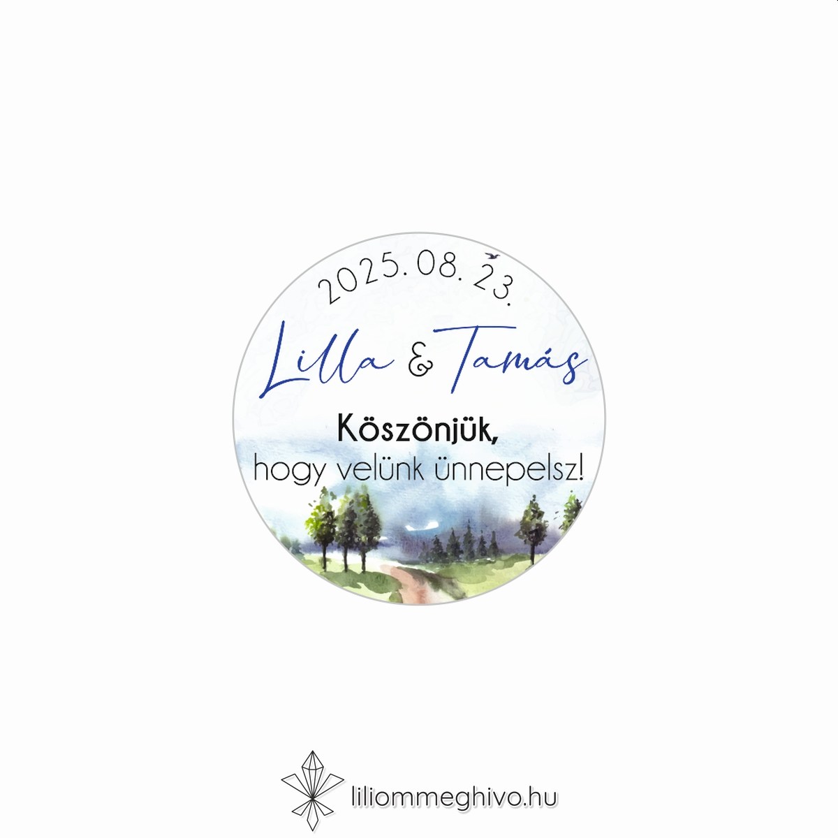 Kéktúra matrica festett papíron turista pecsétre emlékeztető nyomat kör alak