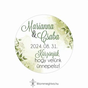 Mező esküvői matrica festett zöld virágokkal kör alak