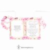 Tükör esküvői meghívó rózsaszín virágos kerettel négy oldalas