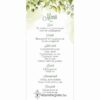 eskuvoi-menu-egyoldalas-mezo-liliommeghivo Mező esküvői menükártya festett zöld virágokkal egyoldalas