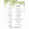 eskuvoi-menu-ketoldalas-mezo-liliommeghivo Mező esküvői menükártya festett zöld virágokkal két oldalas