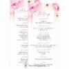 Tükör esküvői menükártya rózsaszín virágos kerettel két oldalas