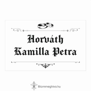 Hírmondó esküvői ültetőkártya újság címlapra emlékeztető mintával egyoldalas