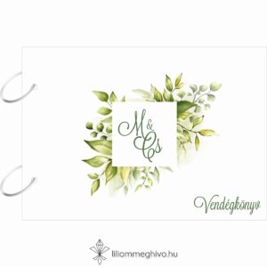 Mező esküvői vendégkönyv festett zöld virágokkal